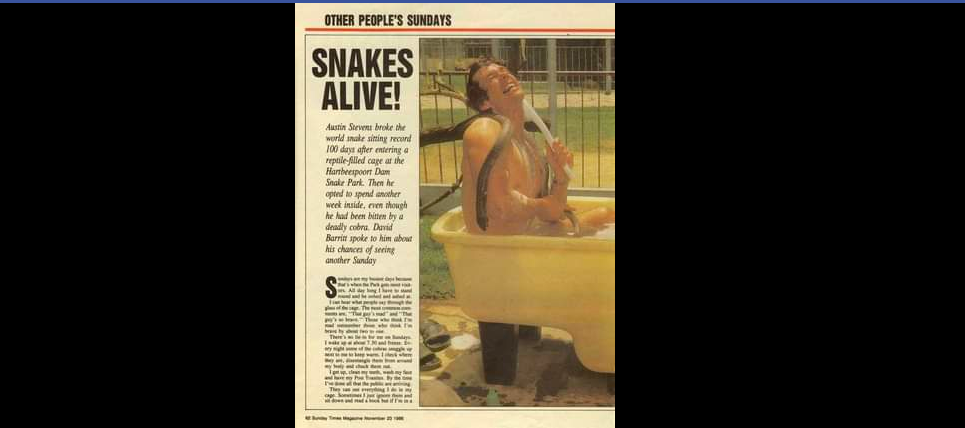 世界第一蛇王，曾与36条非洲最毒眼镜蛇共处107天，被咬仍不离开