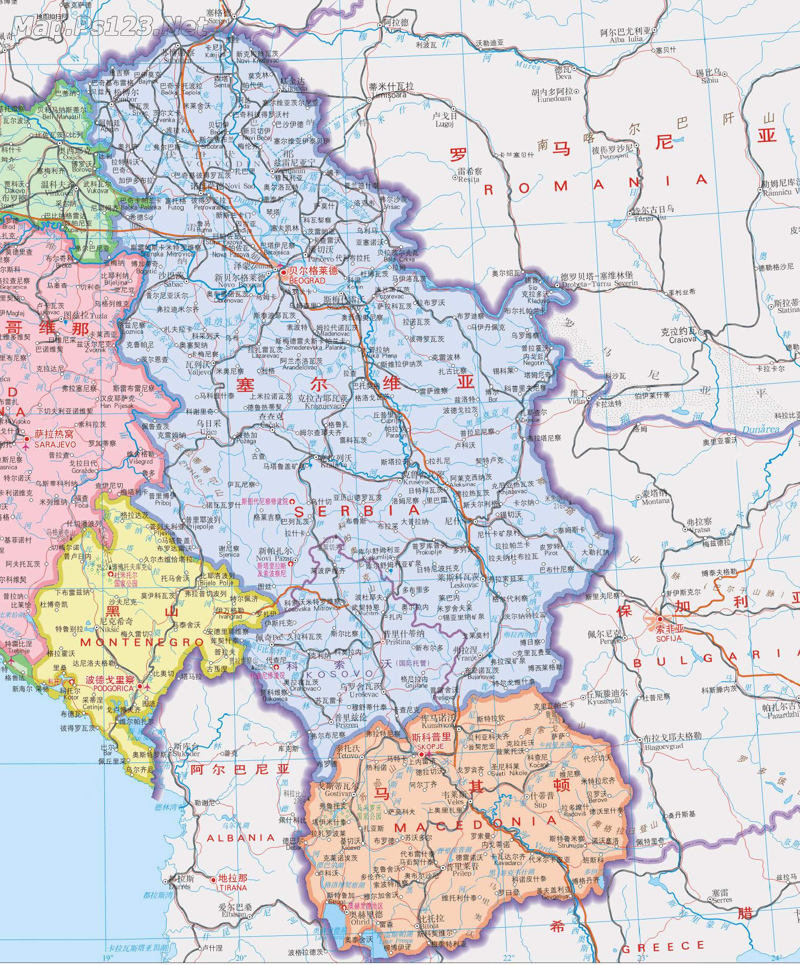 塞尔维亚共和国地图