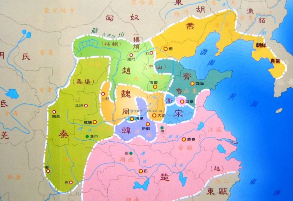 战国七雄：秦楚齐燕赵魏韩，分别在哪些省份，有你家乡吗？