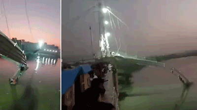 印度吊桥倒塌已致91死 落难者惊叫，现场画面曝光